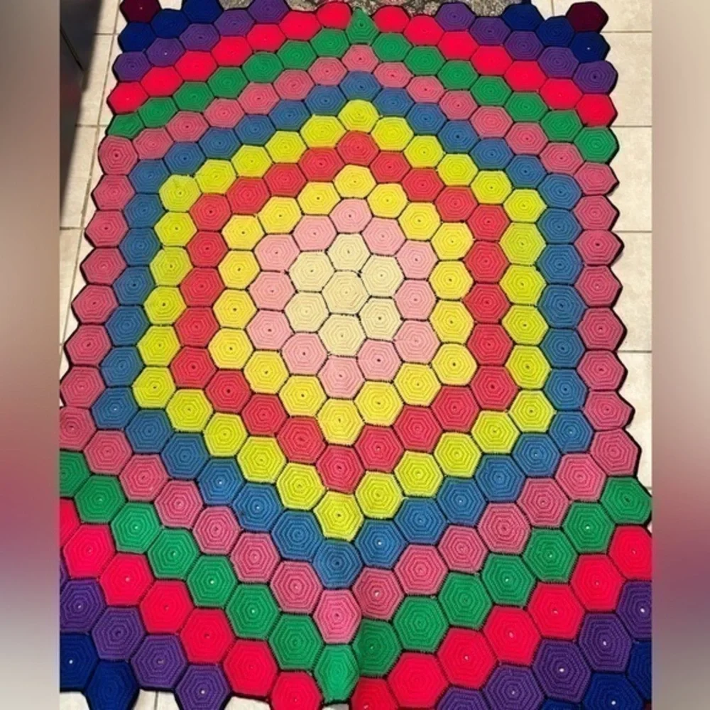 Crochet Hexagon colorful Blanket